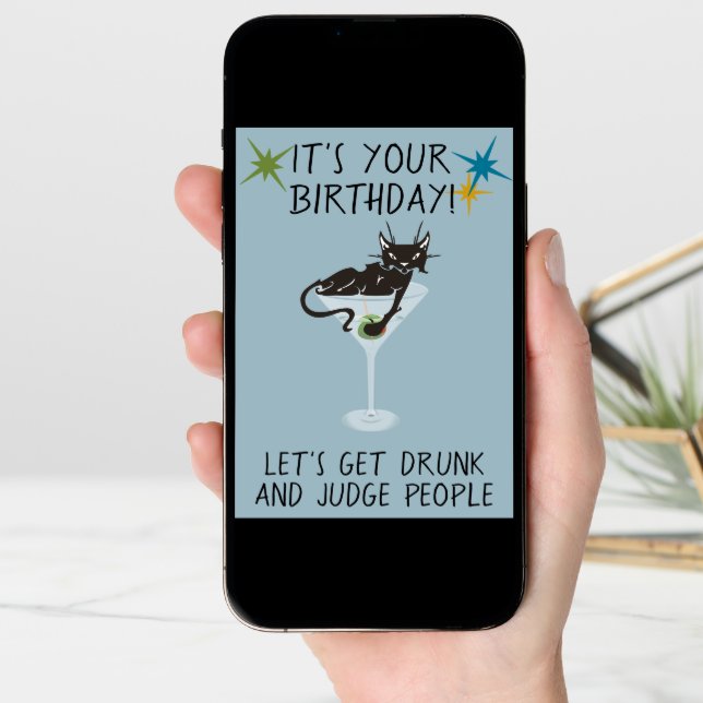 Happy Birthday Let's Get Drunk and Judge People Card (Front Digital)