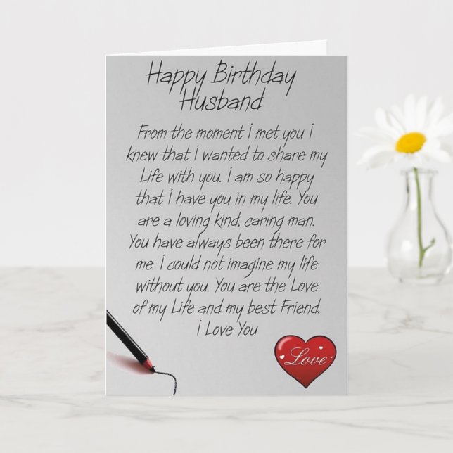 Geburtstagskarte Für Ehemann – „Second Ave To My Lovely Husband I Love You“, 350 G/m², 210x148 Mm