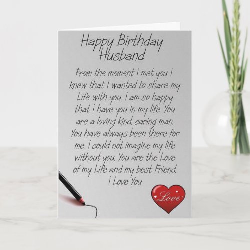 HAPPY BIRTHDAY LETTER TO MY HUSBAND CARD
