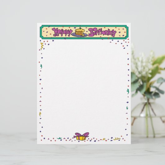 Happy Birthday Letterhead (Standing Front)