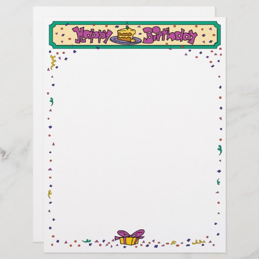 Happy Birthday Letterhead (Front/Back)
