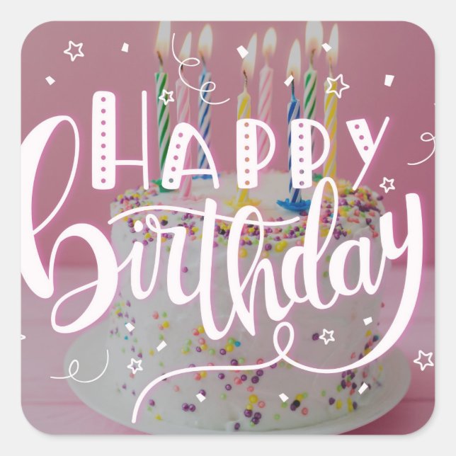 Happy Birthday lettering concept Square Sticker (Front)