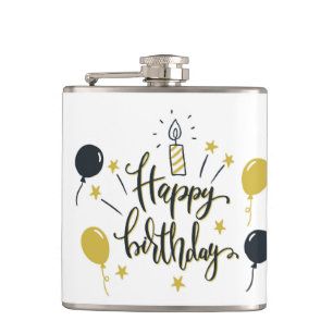 Happy Birthday Lettering Flask