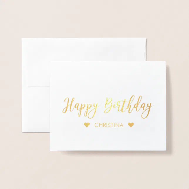 Happy Birthday Lettering Gold Foil Greeting Card | Zazzle