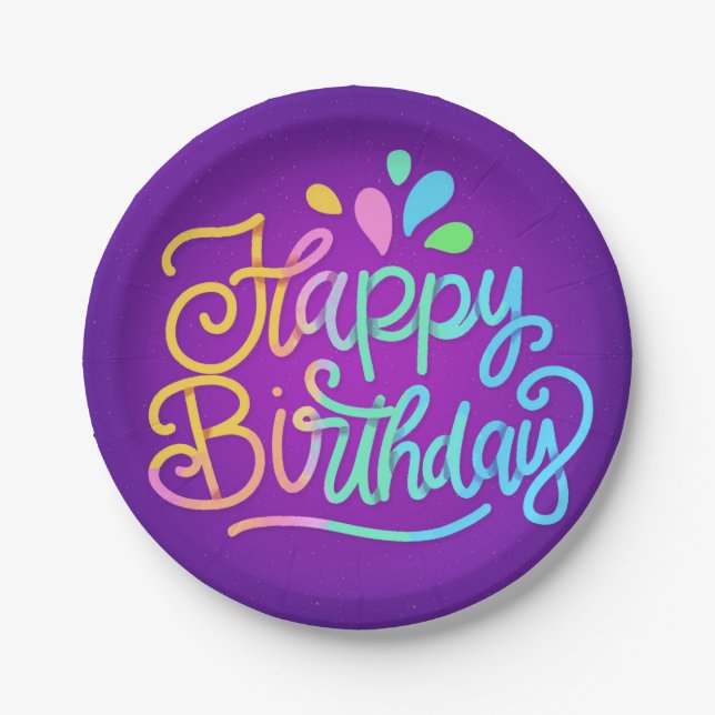 Happy Birthday Lettering Paper Plates (Front)