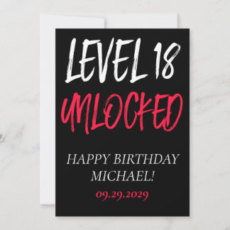 Happy Birthday Level 18 Unlocked Card