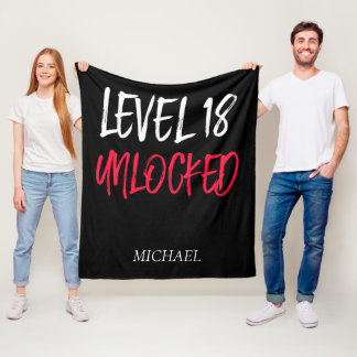 Happy Birthday Level 18 Unlocked Fleece Blanket