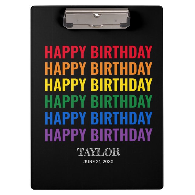 Happy Birthday LGBT Pride LGBTQ Transgender Clipboard (Front)