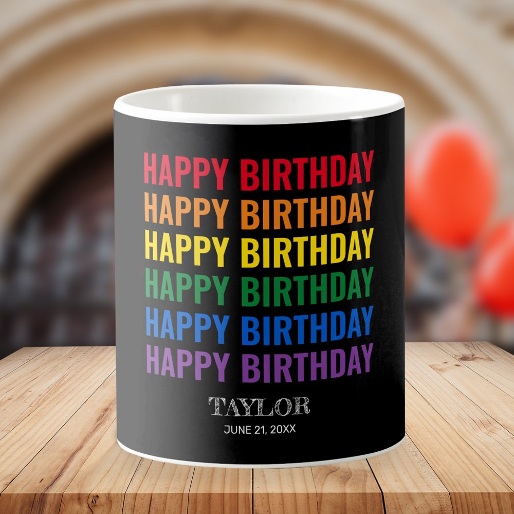 Discover Happy Birthday LGBT Pride LGBTQ Transgender Custom Family Gift Coffee Mug