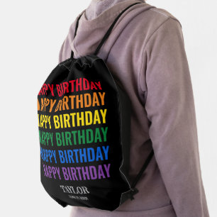 Happy Birthday LGBT Pride LGBTQ Transgender Drawstring Bag
