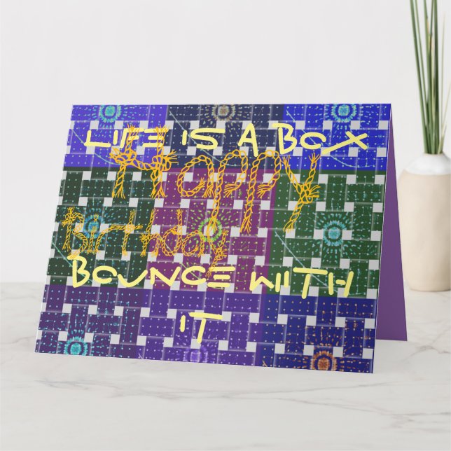Happy Birthday Life is a Box tartan plaid Card (Front)