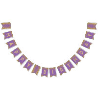 ☆HAPPY BIRTHDAY☆ Light Purple Gold Confetti Bunting Flags