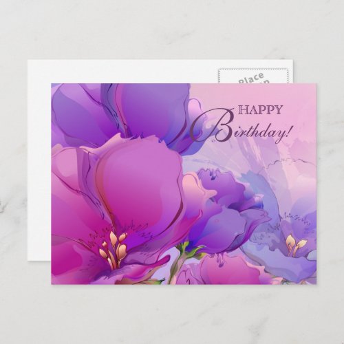 Happy Birthday Lilac Watercolor Floral Postcards