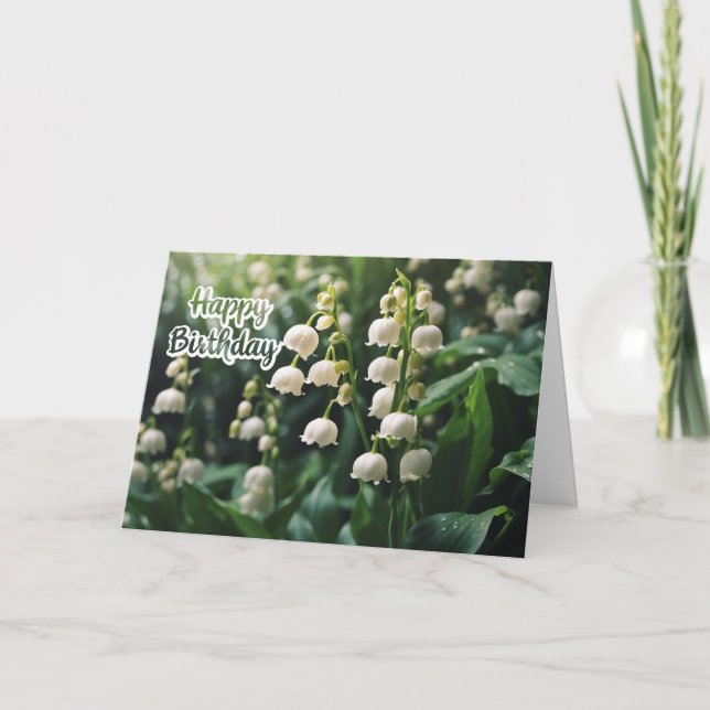 Happy Birthday Lily of the Valley Flowers Card (Front)