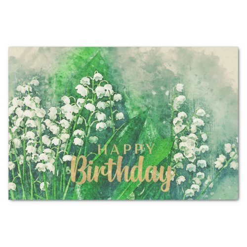 Happy Birthday Lily of the Valley Flowers Tissue Paper