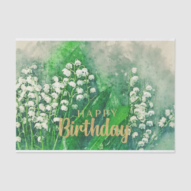 Happy Birthday Lily of the Valley Flowers Tissue Paper (Front)