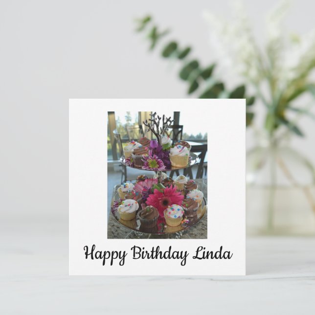 Happy birthday Linda Announcement (Standing Front)