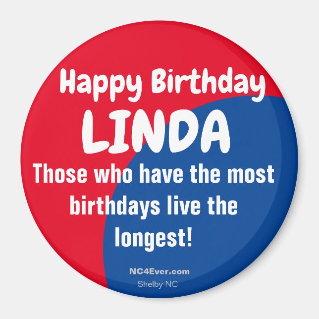 Happy Birthday LINDA Refrigerator Magnet (Front)