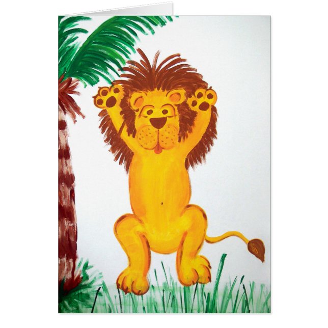Happy Birthday Lion Art Cards (Front)