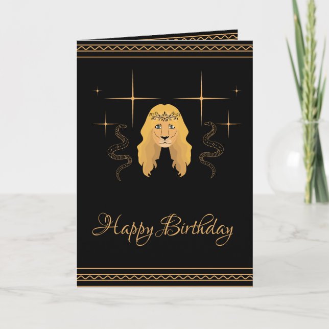happy birthday lion king black crown card (Front)