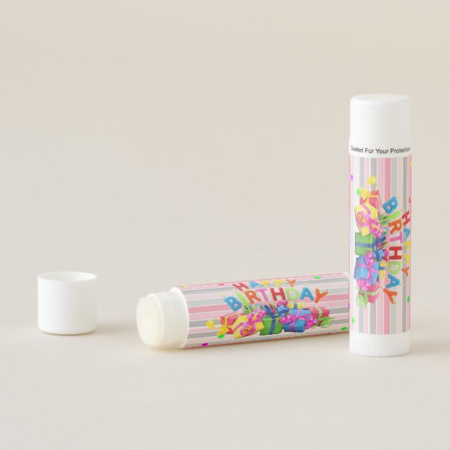 Happy Birthday Lip Balm Stripe (In Situ)