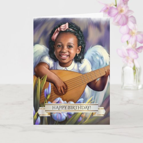 Happy Birthday Little African American Angel  Card