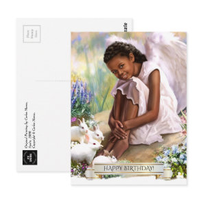 Happy Birthday. Little Angel with Bunnies Postcard
