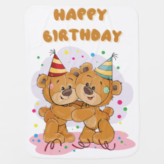 happy birthday Little bear #1 Baby Bodysuit Blanket