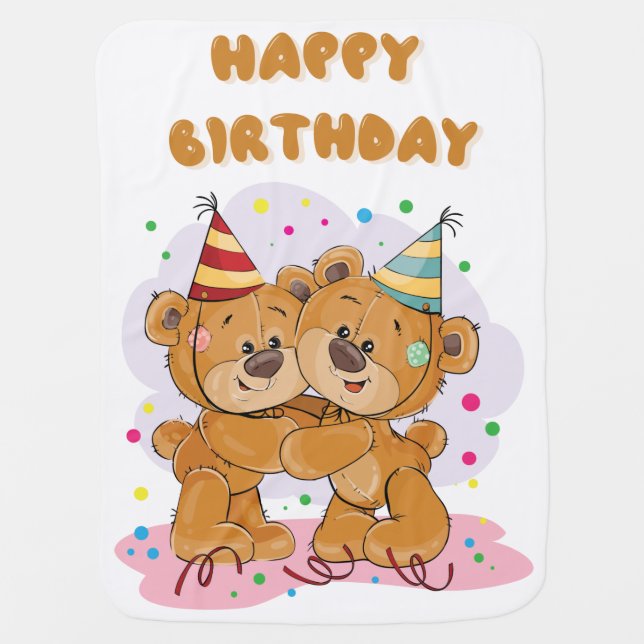 happy birthday Little bear #1 Baby Bodysuit Blanket (Front)
