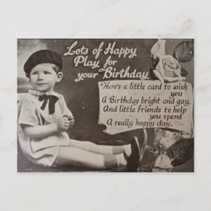Happy Birthday little Boy Vintage Black and White Postcard