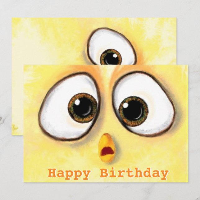 Happy Birthday - Little Chicken with Big Eyes (Front/Back)