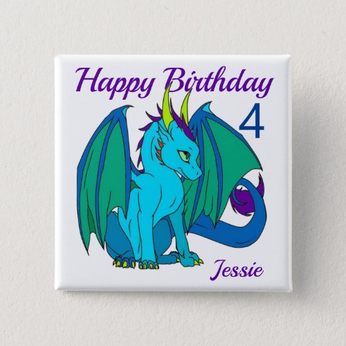 Happy Birthday Little Dragon Personalize Button