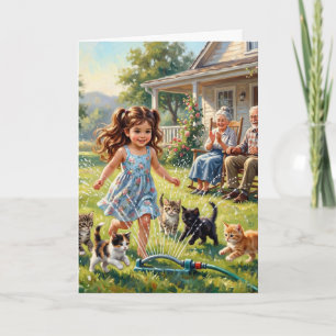 Happy Birthday Little Girl Cute Kitten Greeting Ca Card
