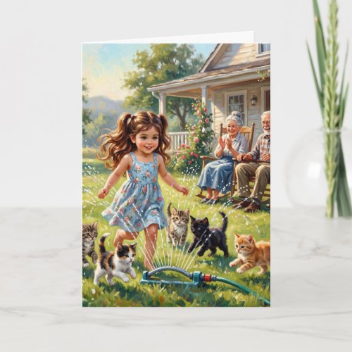 Happy Birthday Little Girl Cute Kitten Greeting Ca Card