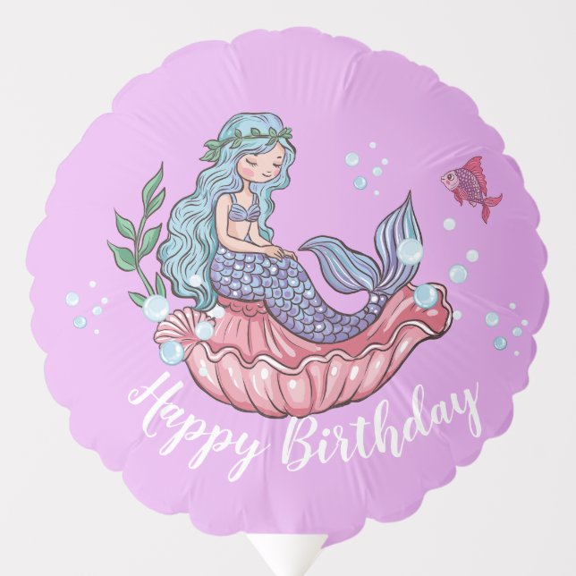 Happy Birthday Little mermaid Balloon (Front)