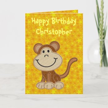 Happy Birthday Little Monkey Card by GroovyGraphics at Zazzle