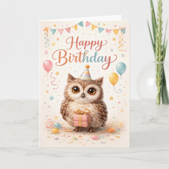 Happy Birthday Little Owl  Card (Front)