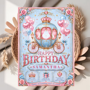 Happy birthday little princess carriage card