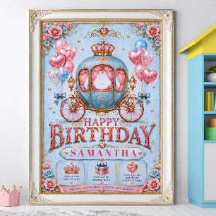 Happy birthday little princess carriage poster
