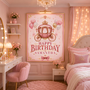 Happy birthday little princess carriage poster