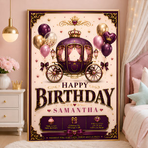 Happy birthday little princess carriage poster