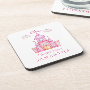 Happy birthday little princess castle beverage coaster
