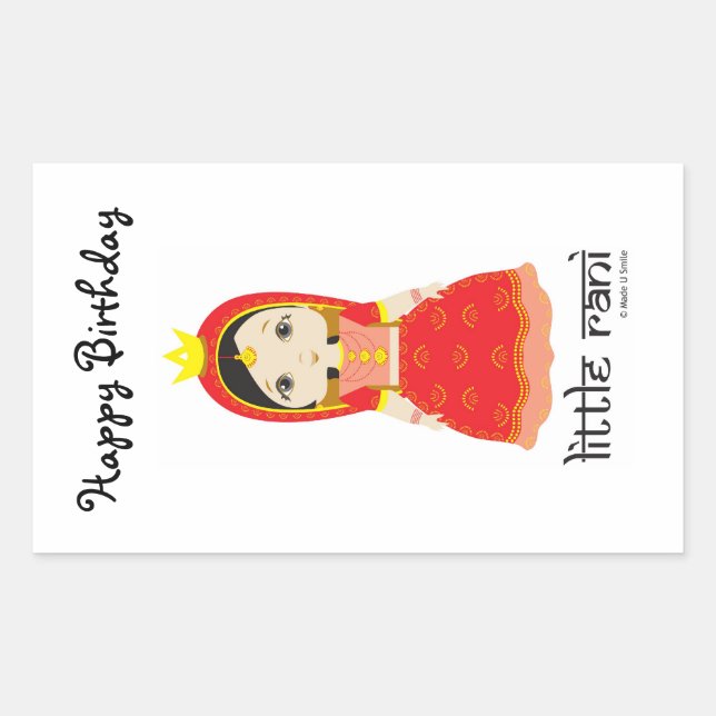 Happy Birthday Little Rani Rectangular Sticker (Front)