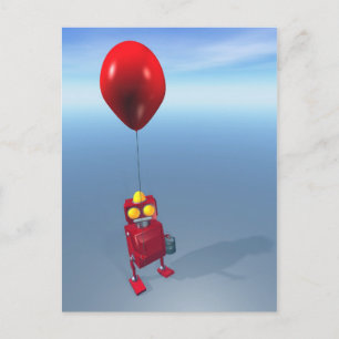 Happy Birthday Little Red Robot Postcard