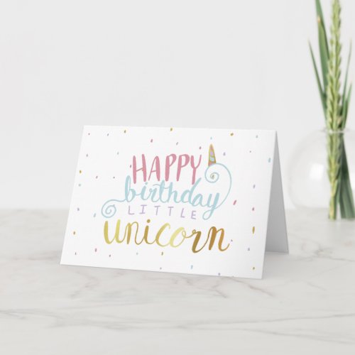 Happy Birthday Little Unicorn Gold Foil Festive Card