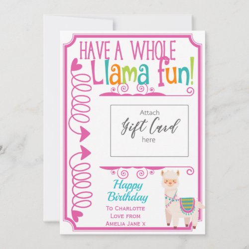 Happy Birthday Llama Fun Gift Card Holder