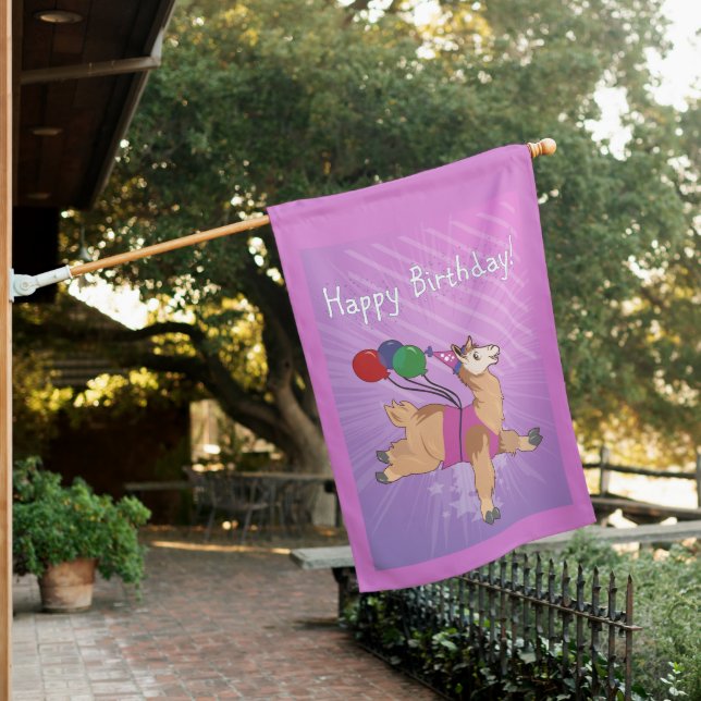 Happy Birthday Llama! House Flag (In SItu)