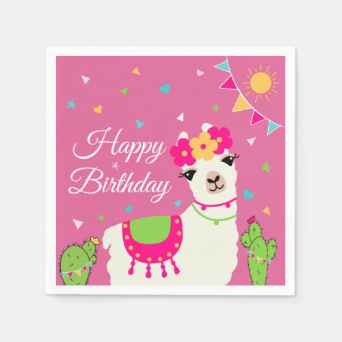 Happy Birthday LLama Napkins