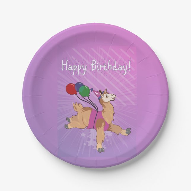 Happy Birthday Llama! Paper Plates (Front)