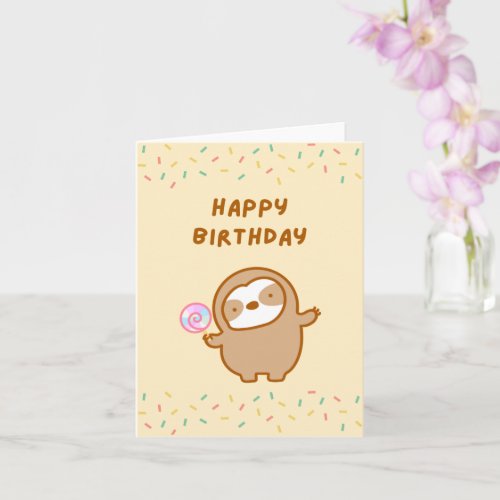 Happy Birthday Lollipop Sloth  Card
